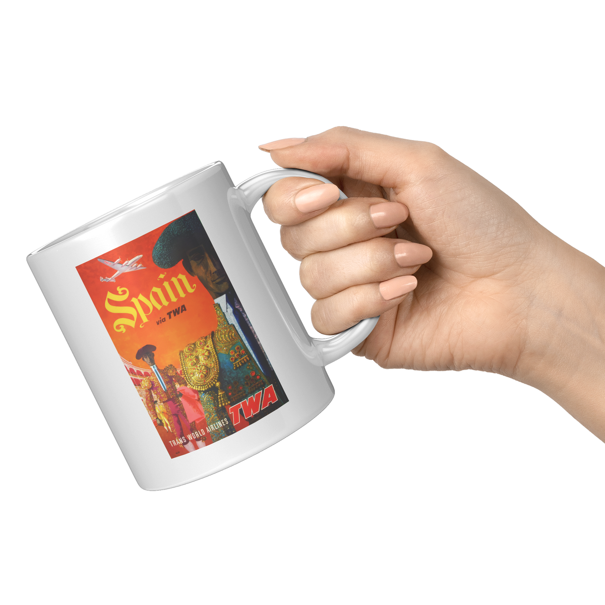 TWA_Vintage_1950_Spain_via_TWA_Matador_T_11oz_White_RH_Model_Mockup.png_16296279