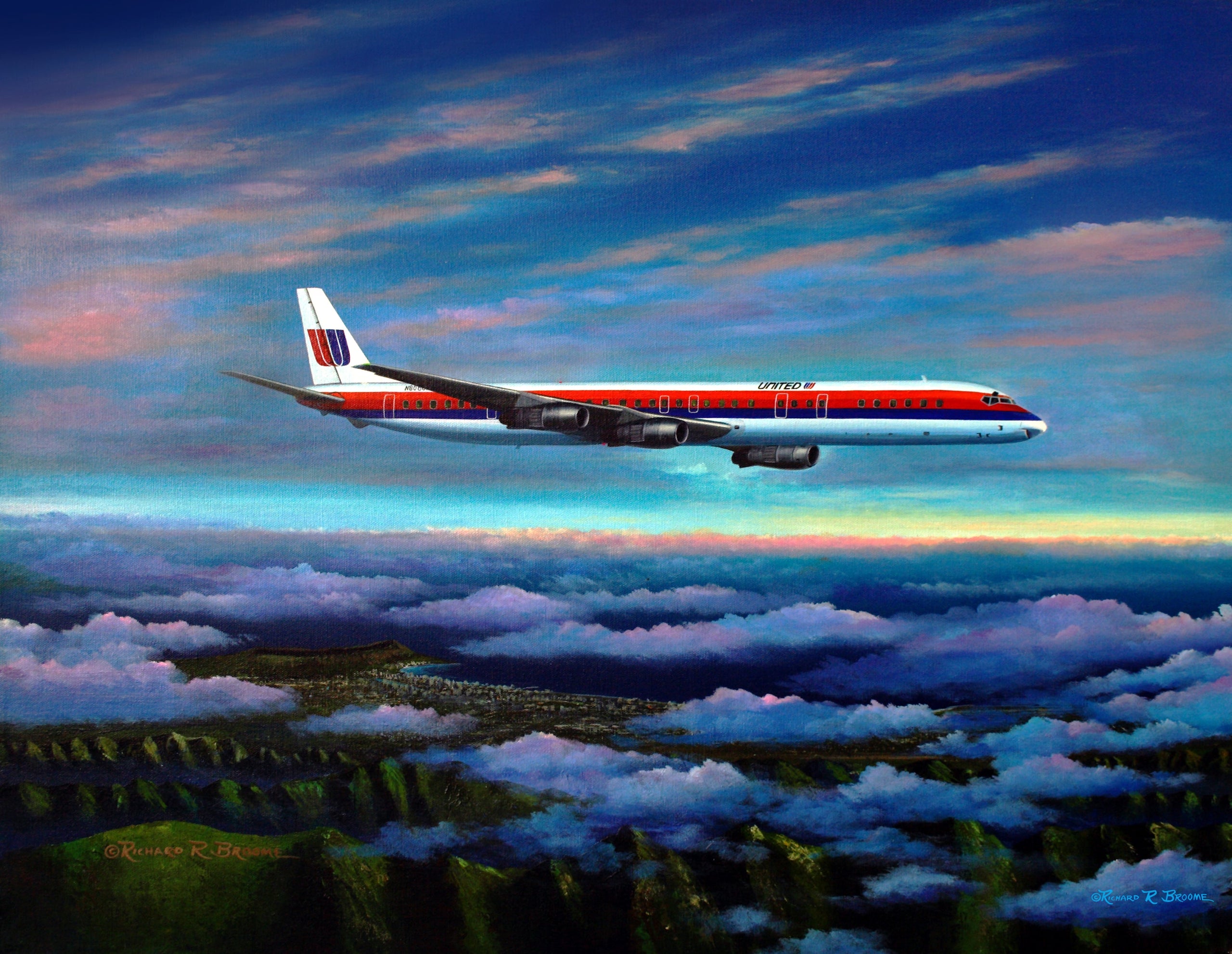 United Airlines DC8 Note Cards by Rick Broome - Pack of 12