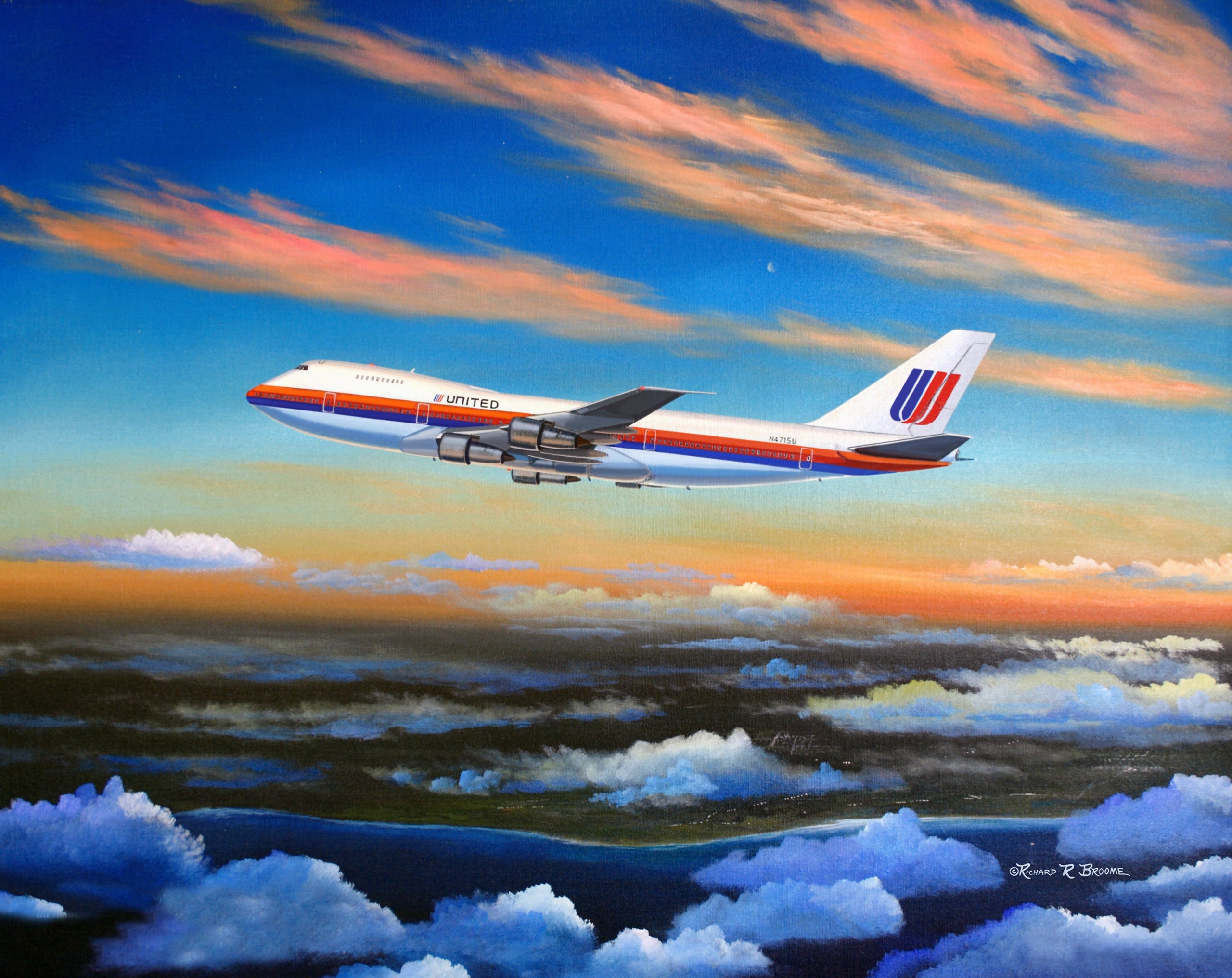 United Airlines 747 Note Cards by Rick Broome - Pack of 12