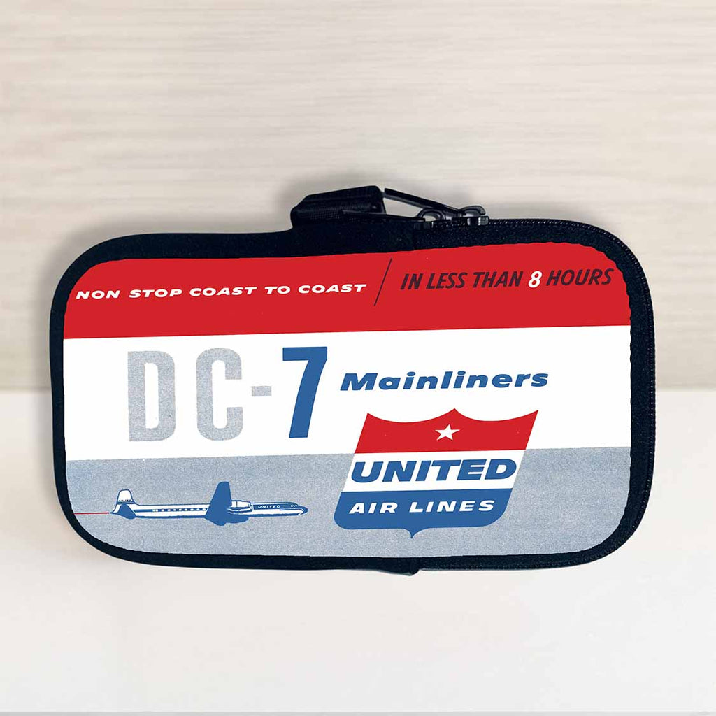 United Airlines 1950's DC-7 Mainliner Bag Sticker Travel Pouch