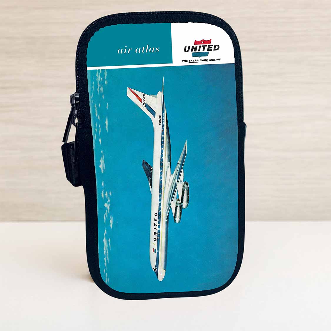 United Airlines DC8 Bag Sticker Travel Pouch