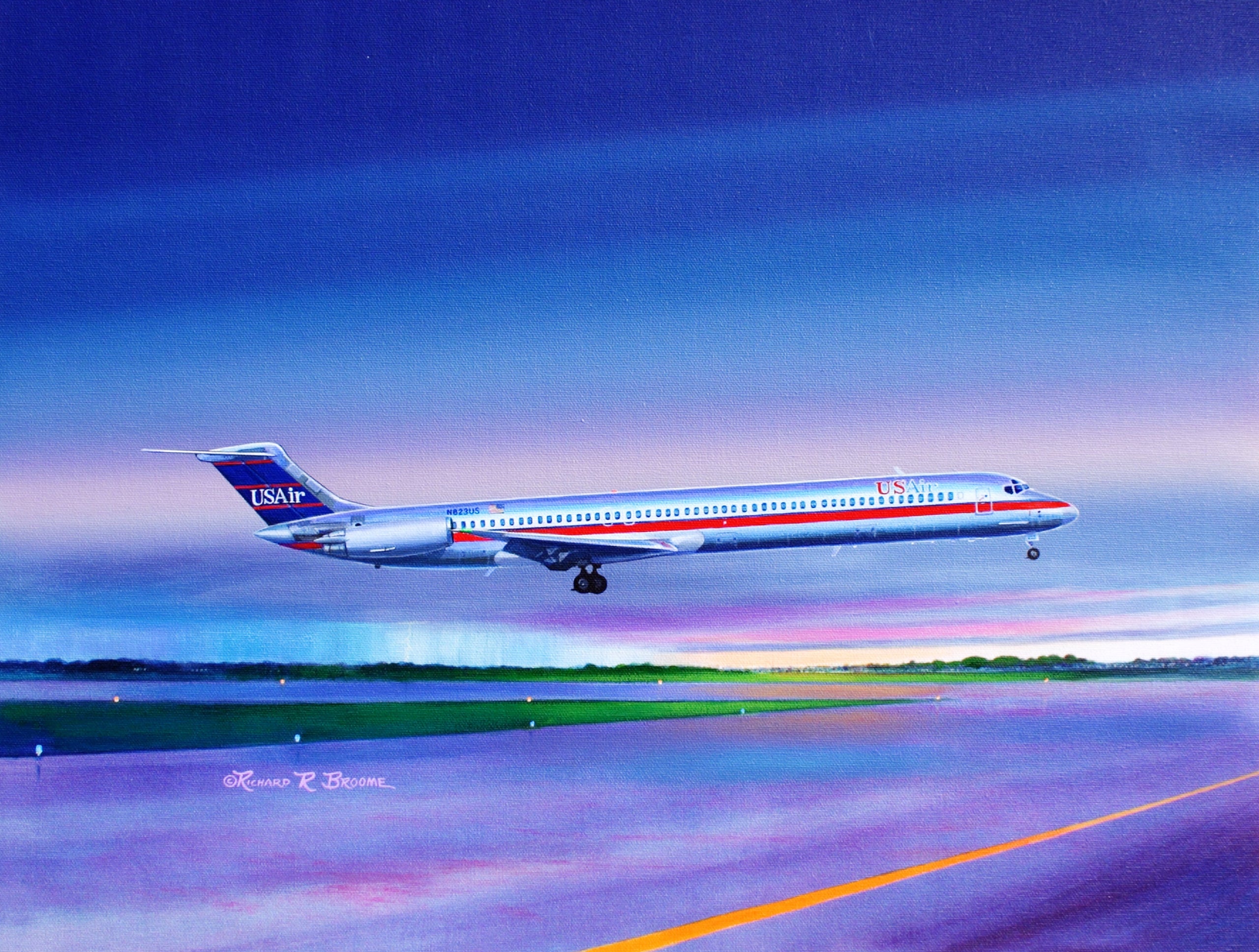 US Air DC MD80 Note Card by Rick Broome
