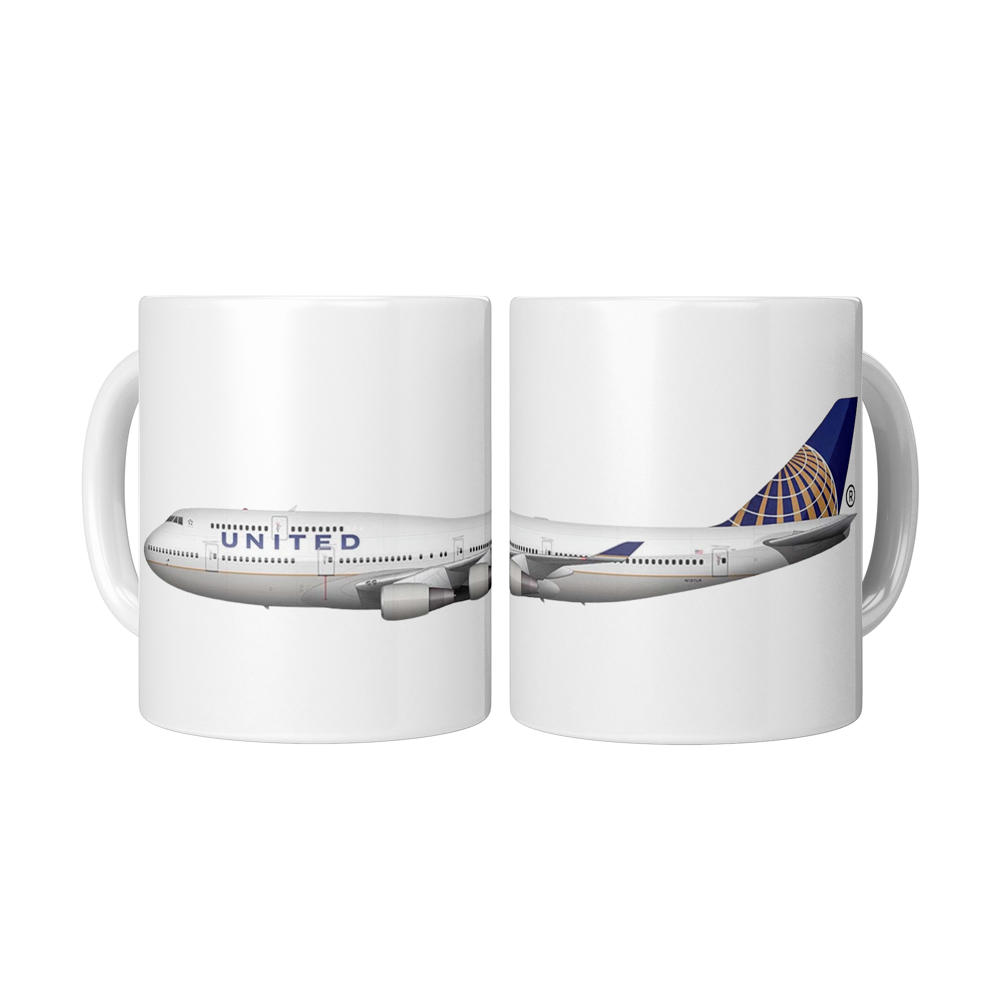United Airlines 747 with the Post-Co Merger Livery Coffee Mug