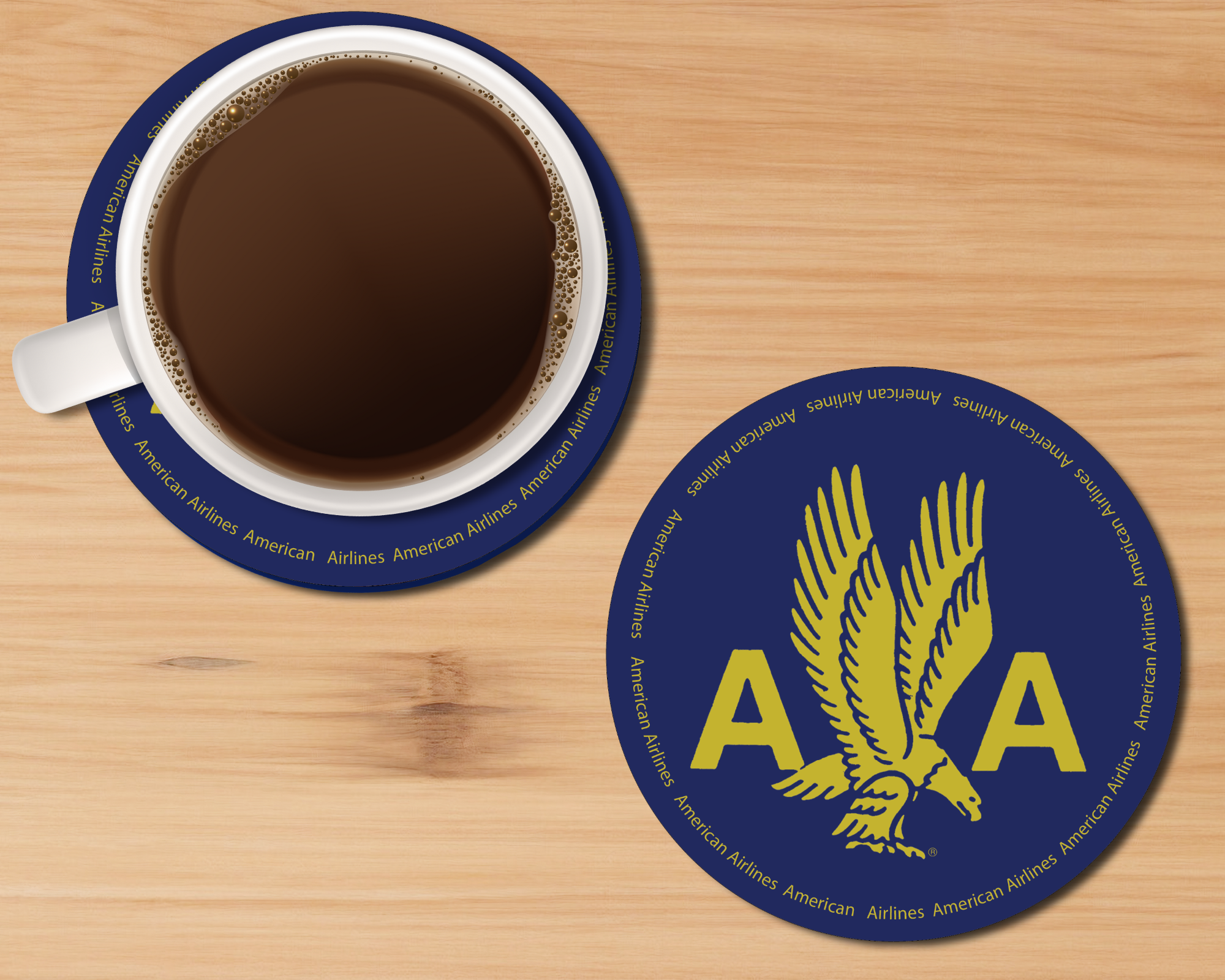 AA Gold Eagle Circled - Round Sandstone Coaster