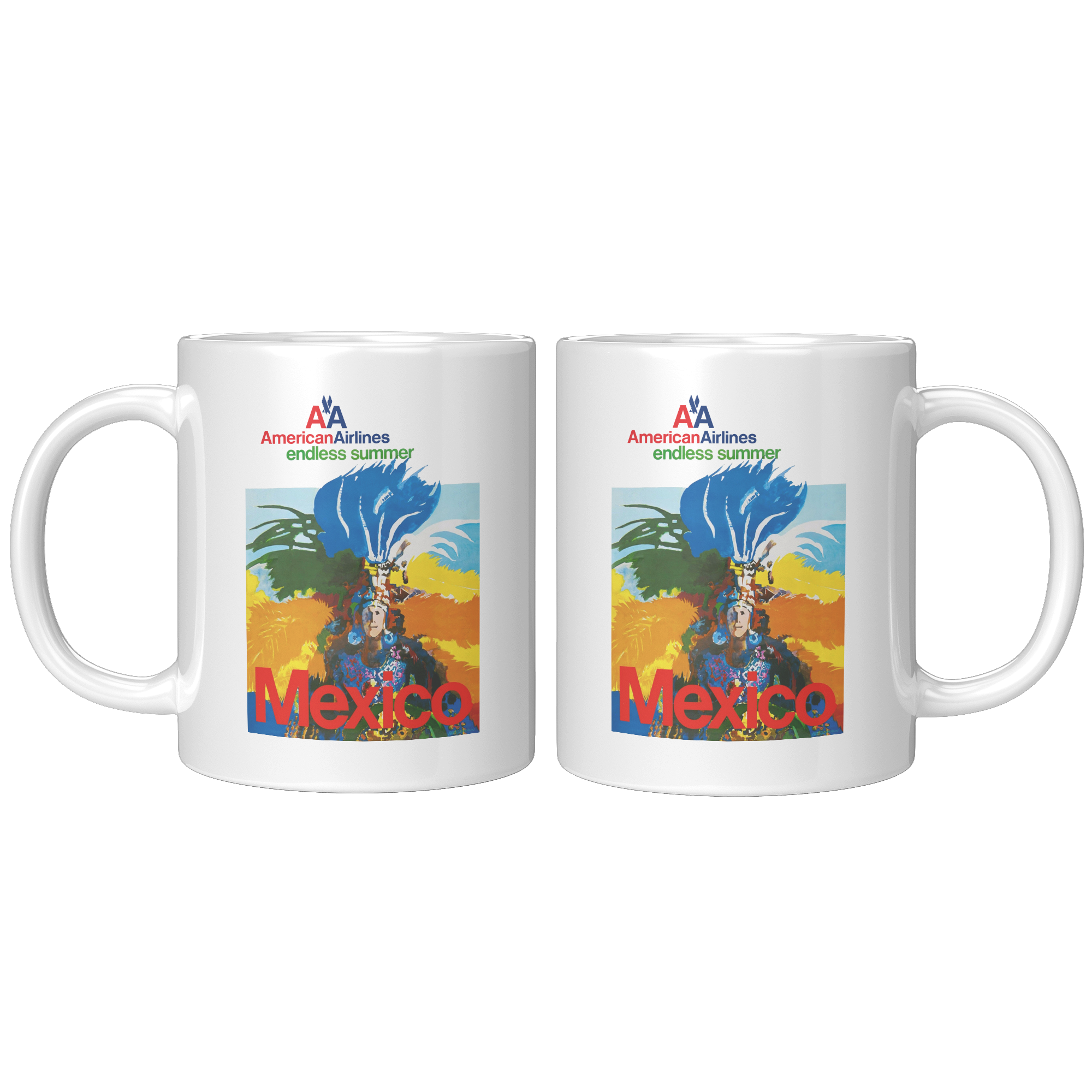 Vintage American Airlines Mexico Travel Poster Coffee Mug - Vintage Travel Gift