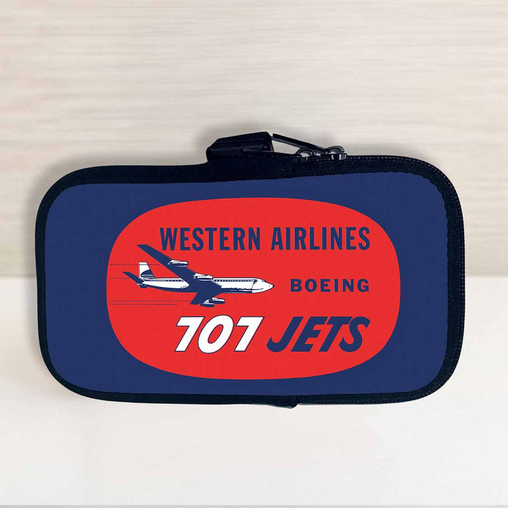 Western Airlines Vintage 707 Bag Sticker Travel Pouch