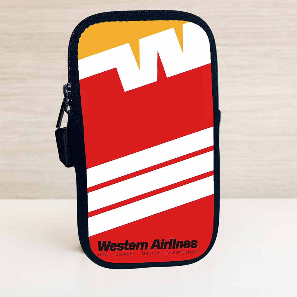 Western Airlines Timetable Cover Bag Sticker Travel Pouch