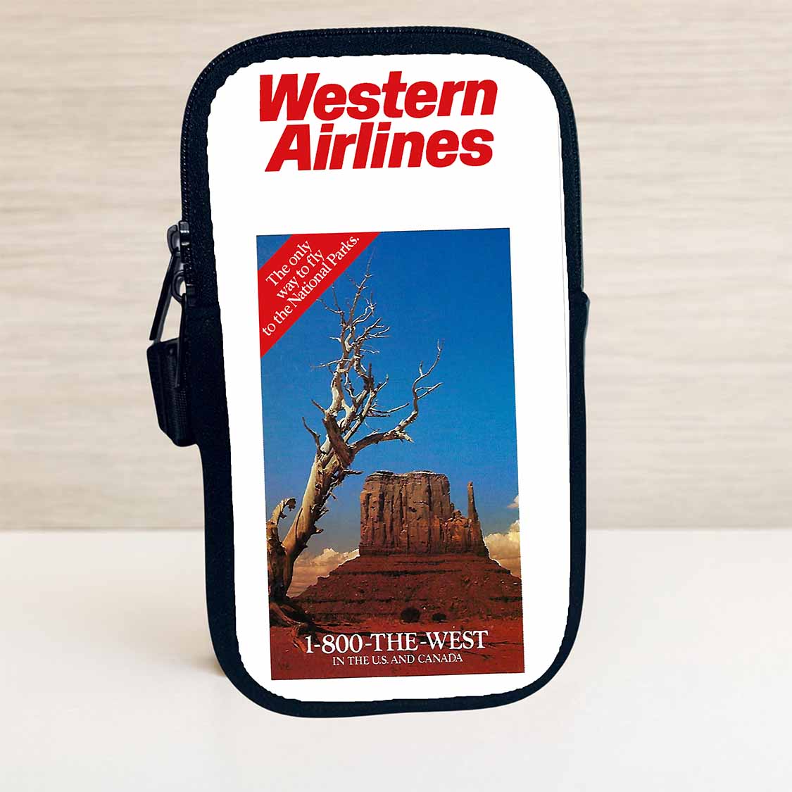 Western Airlines 1-800-The-West Bag Sticker Travel Pouch