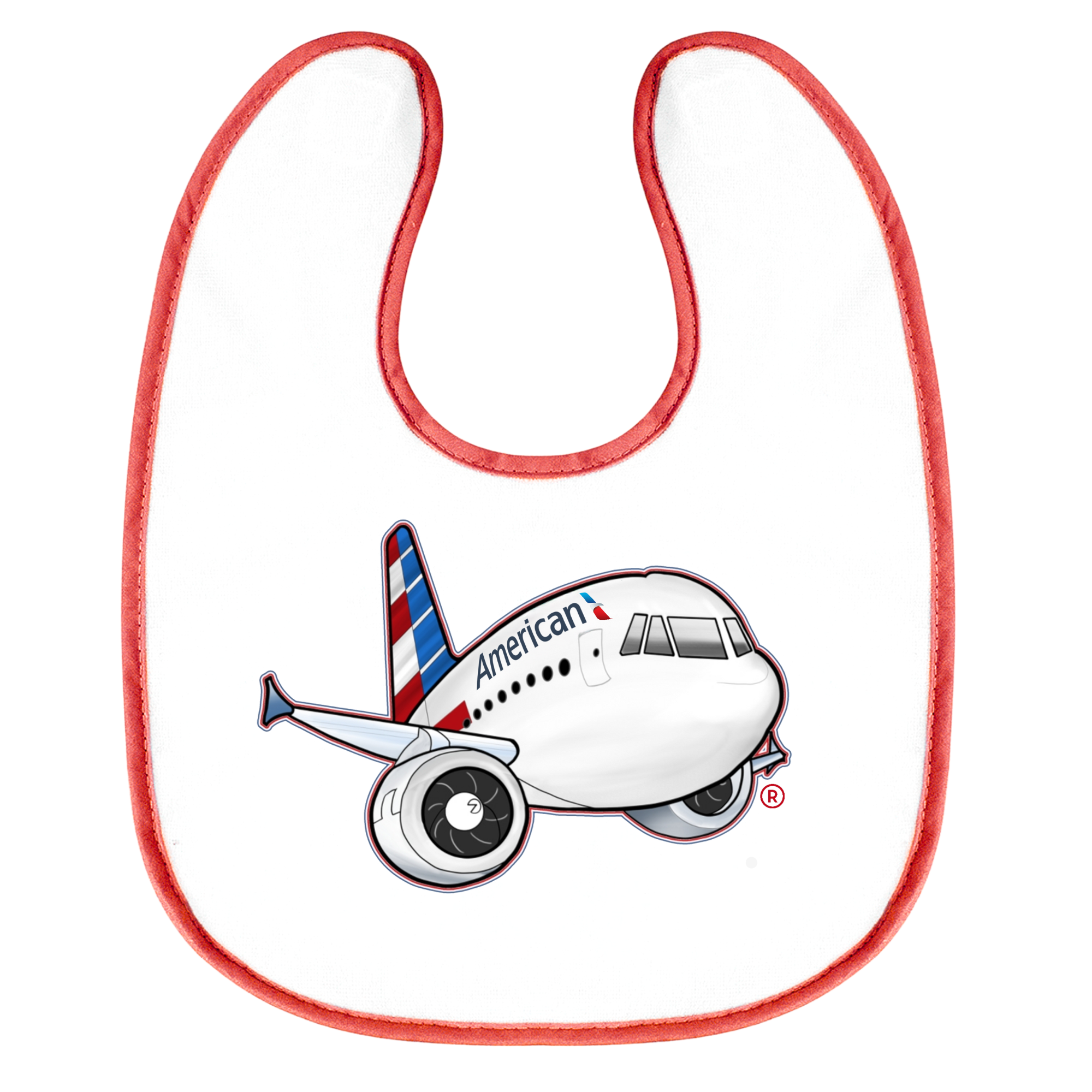 AA - American Airlines - Chibi 2013 Livery - White Baby Bib with Red Piping