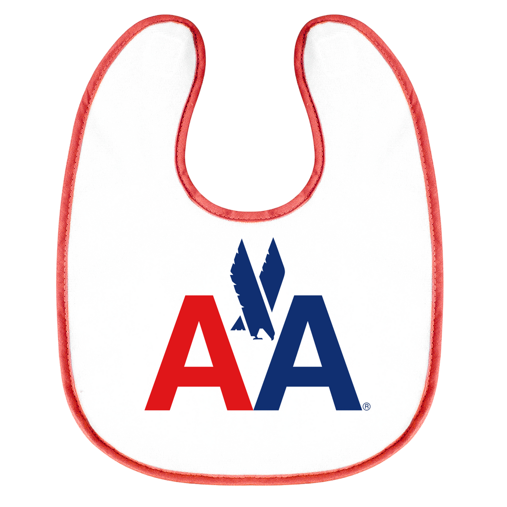 AA - Old AA Logo - White Baby Bib with Red Piping