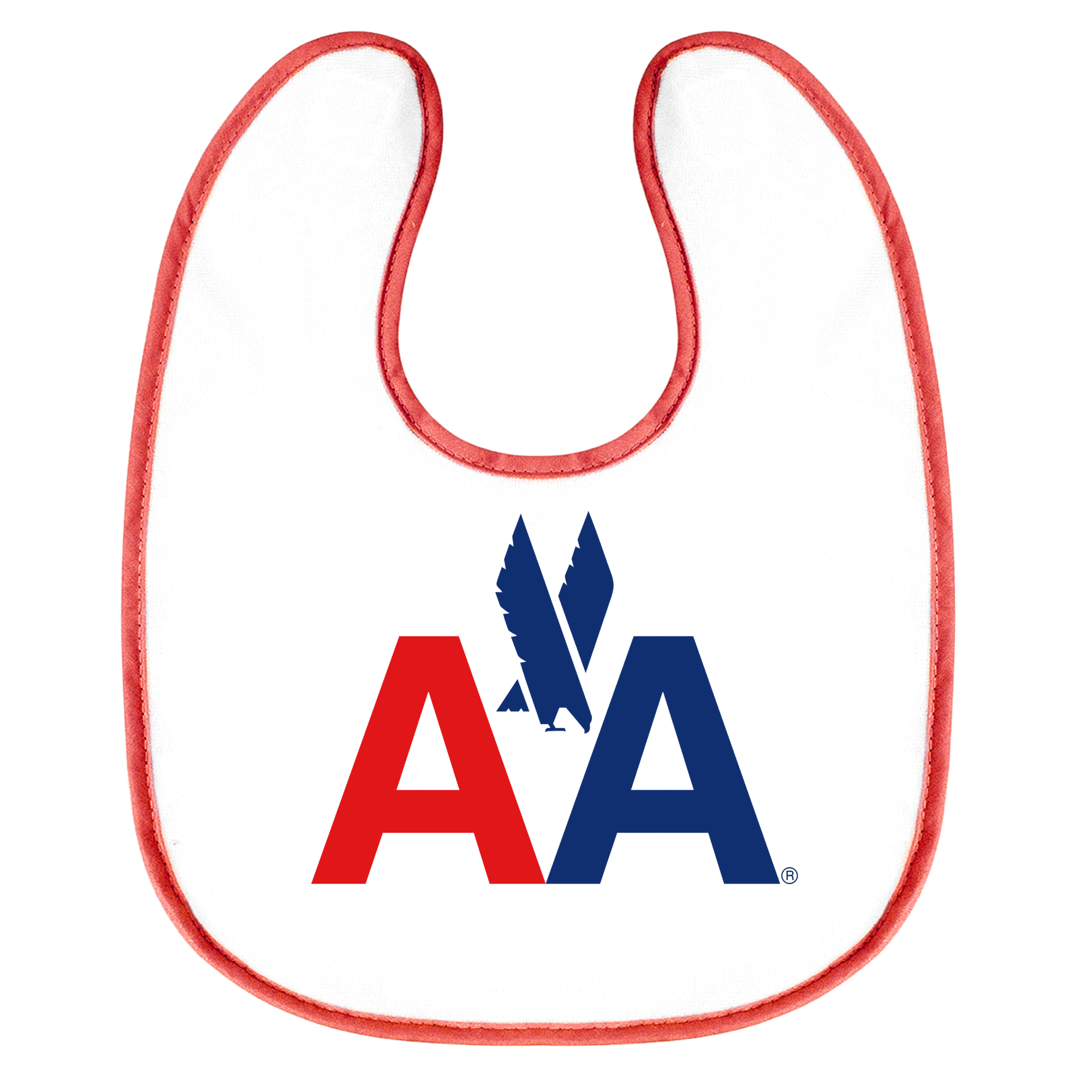 AA - Old AA Logo - White Baby Bib with Red Piping