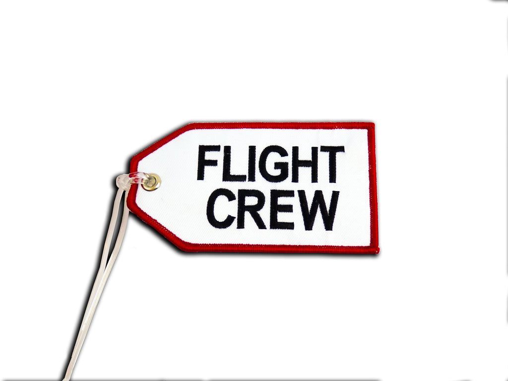 Crew Bag Tag - Black on White w/Red Border