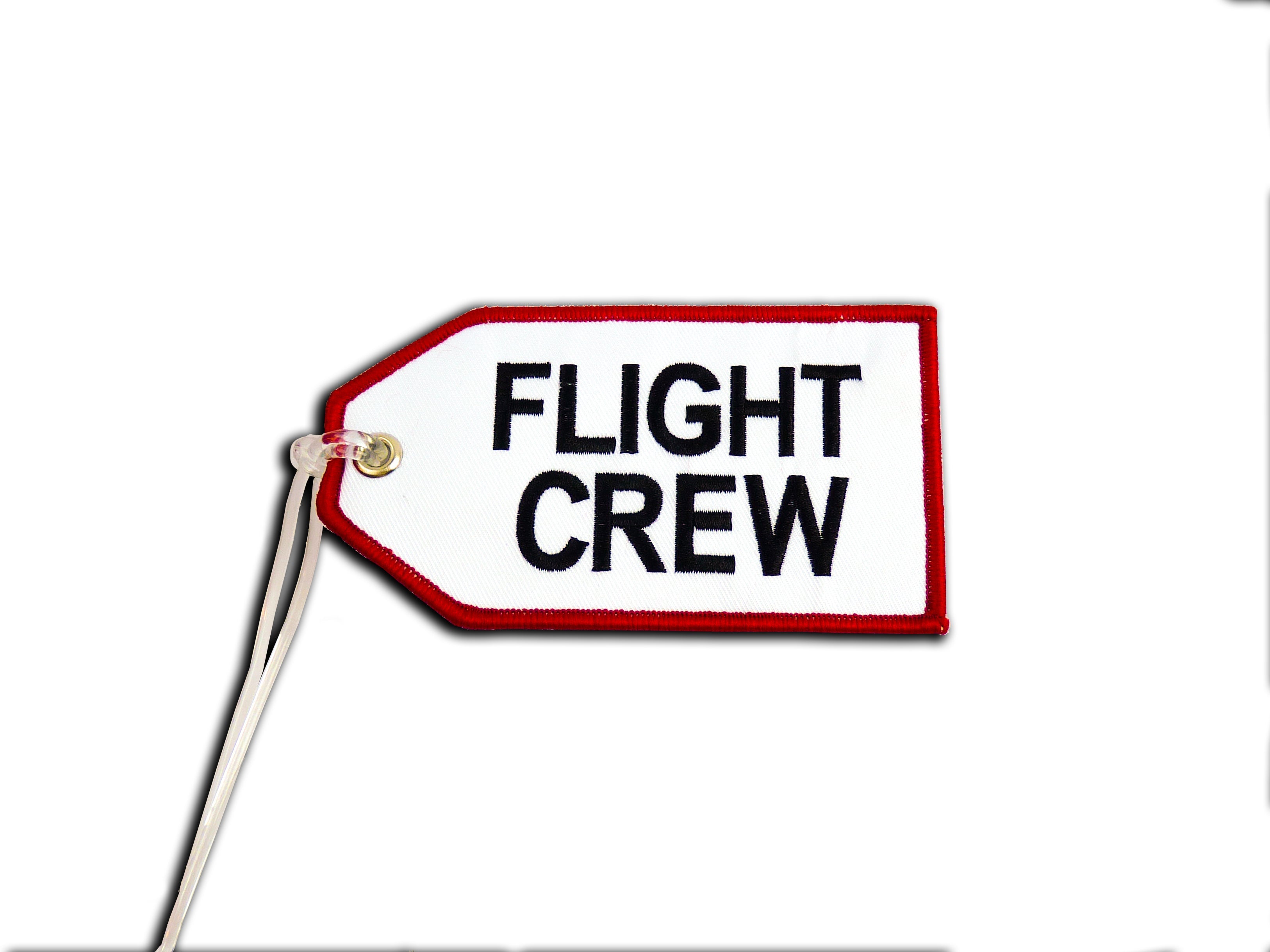 Crew Bag Tag - Black on White w/Red Border