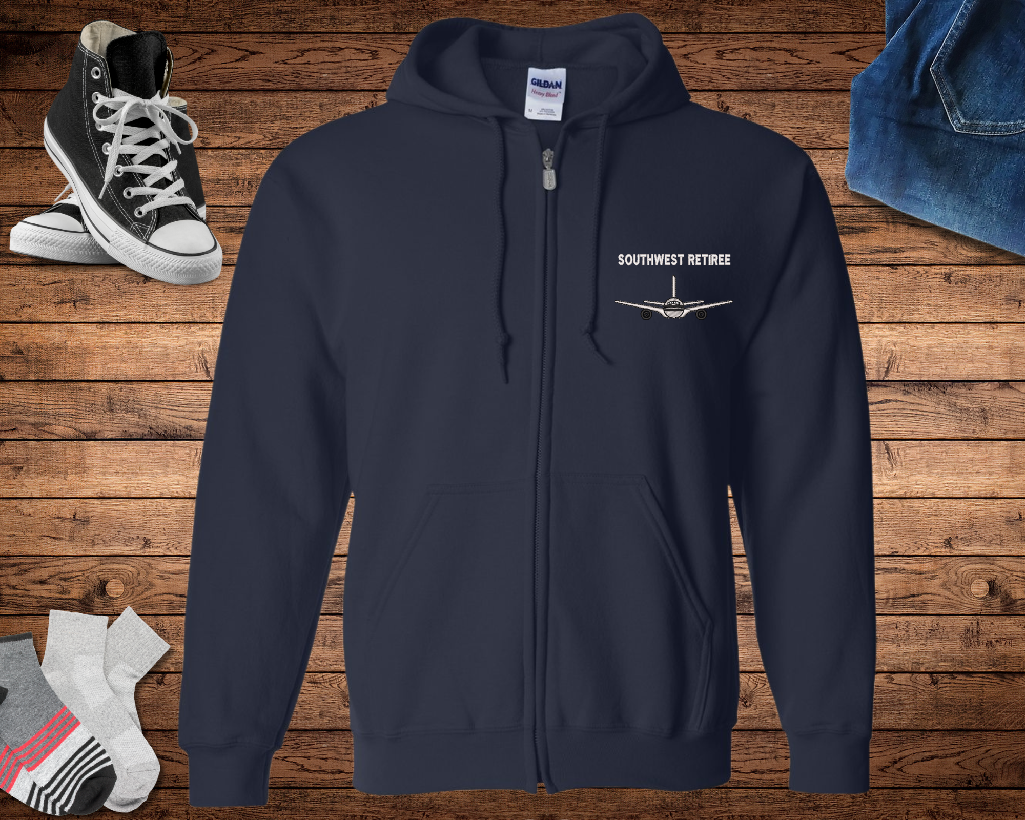 Southwest Embroidered  Zip Hooded Sweatshirt