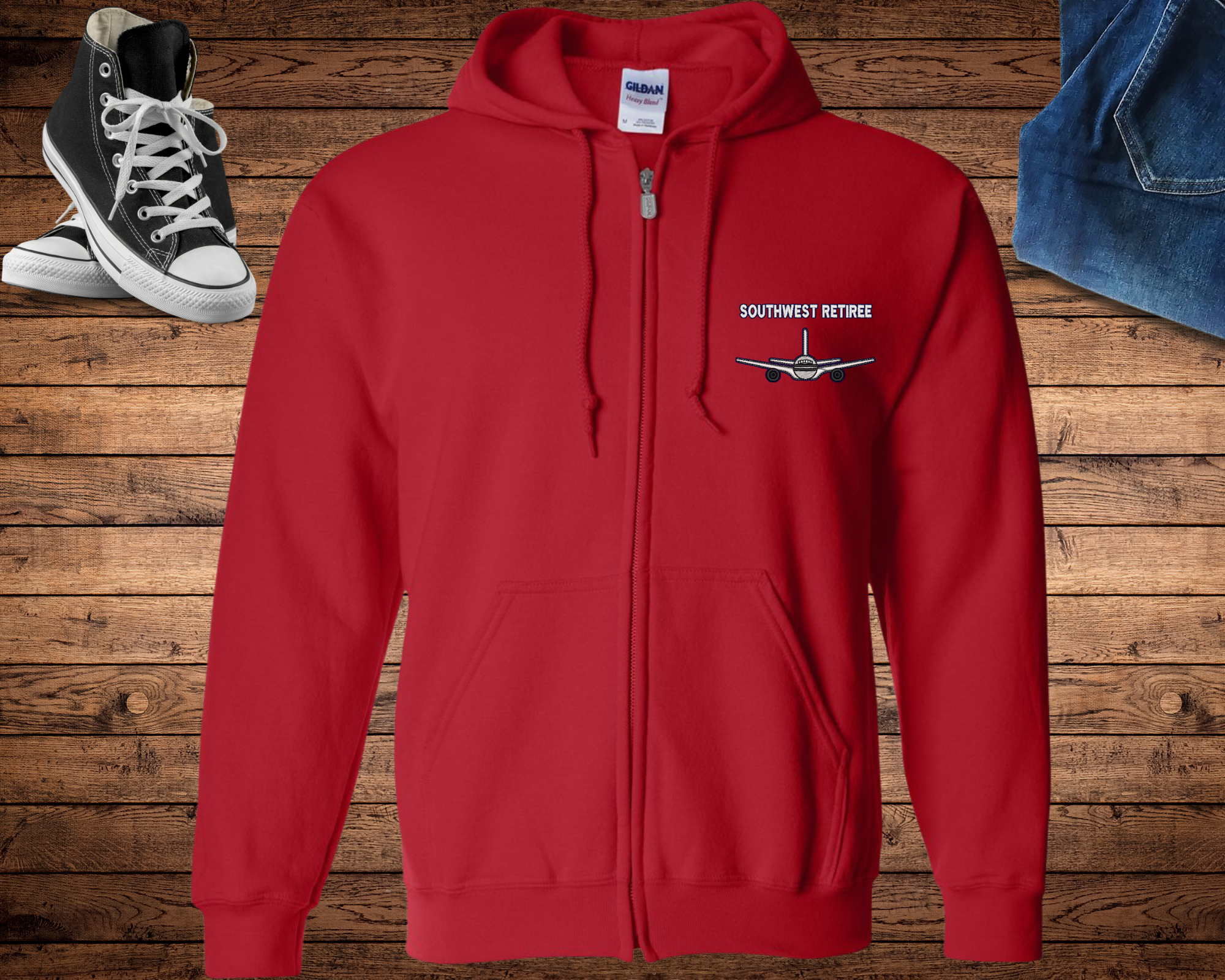 Southwest Embroidered  Zip Hooded Sweatshirt