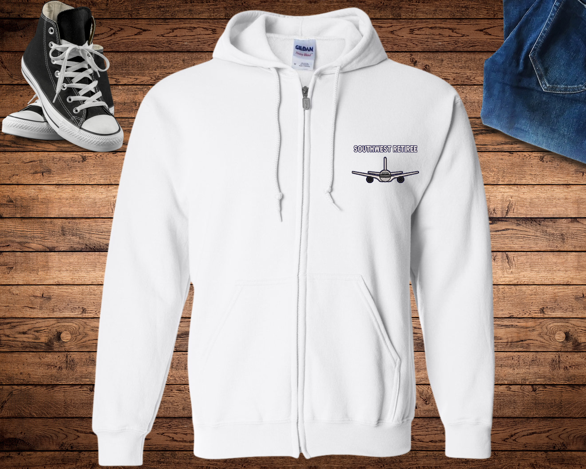 Southwest Embroidered  Zip Hooded Sweatshirt