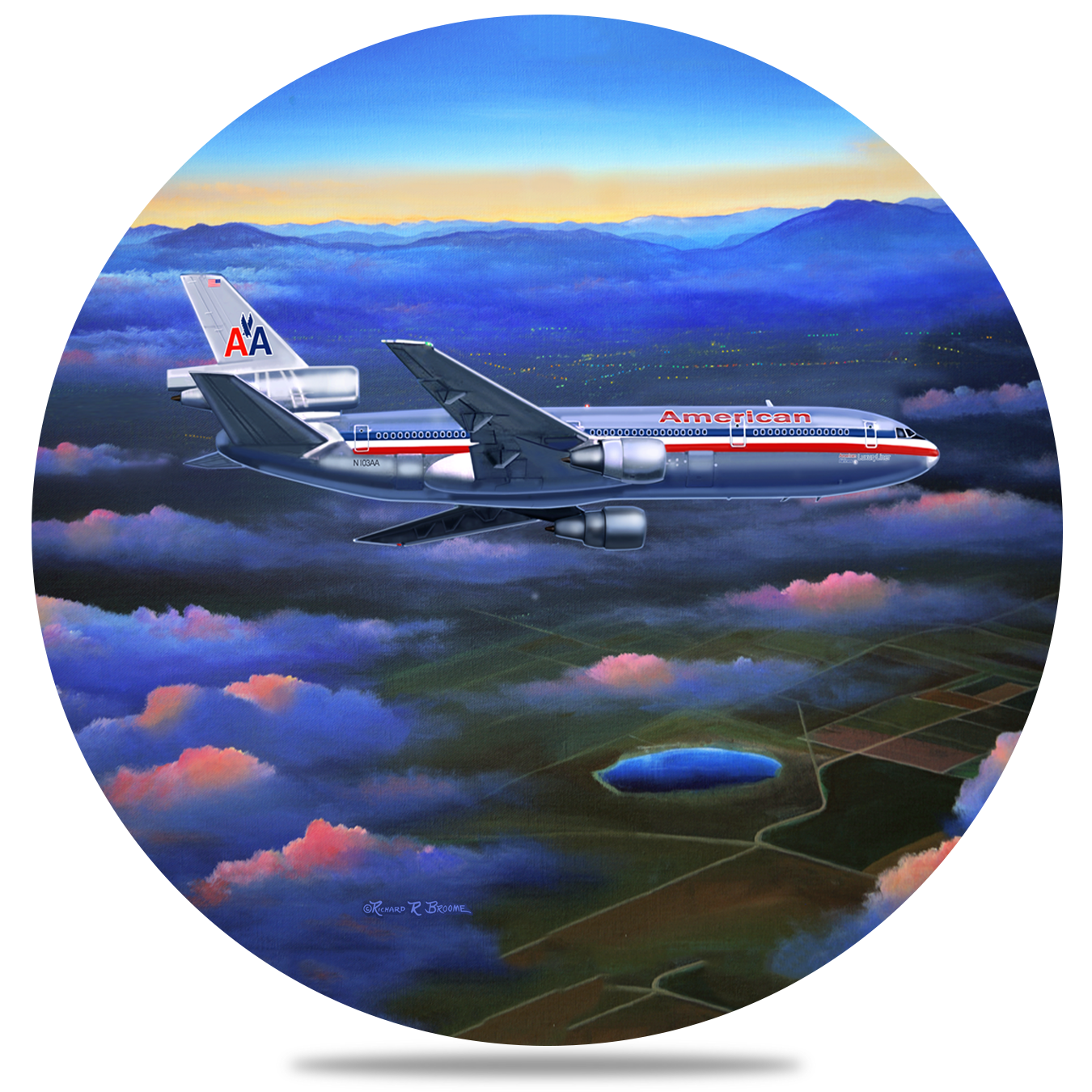 AA DC10 Round Sandstone Coaster by Rick Broome