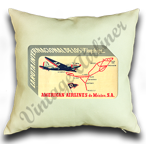 American Airlines Mexico Service Bag Sticker Linen Pillow Case Cover