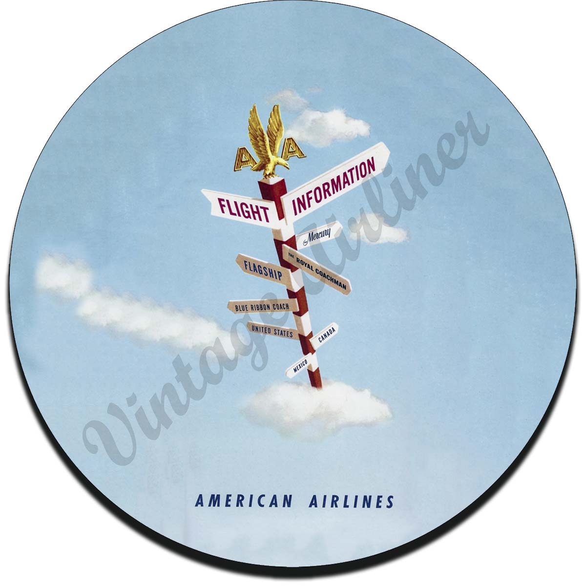 AA Flght Information Vintage Sandstone Coaster