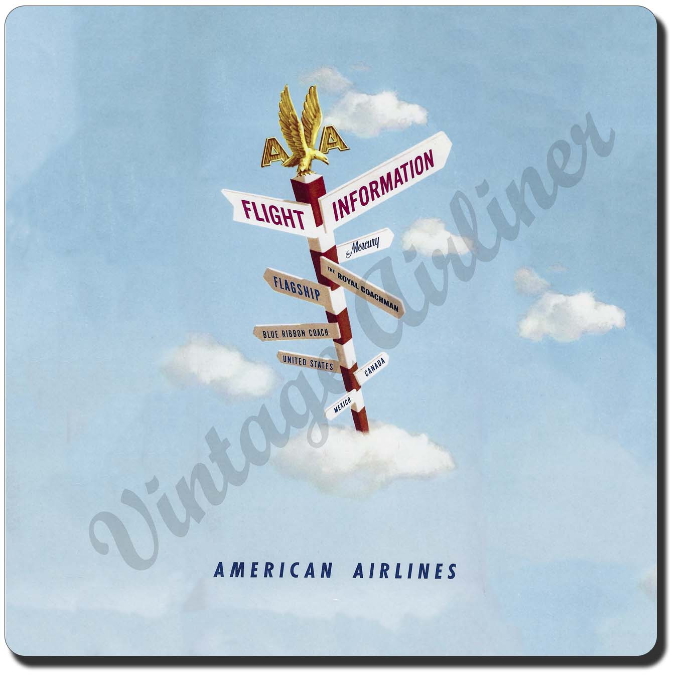 AA Flght Information Vintage Sandstone Coaster
