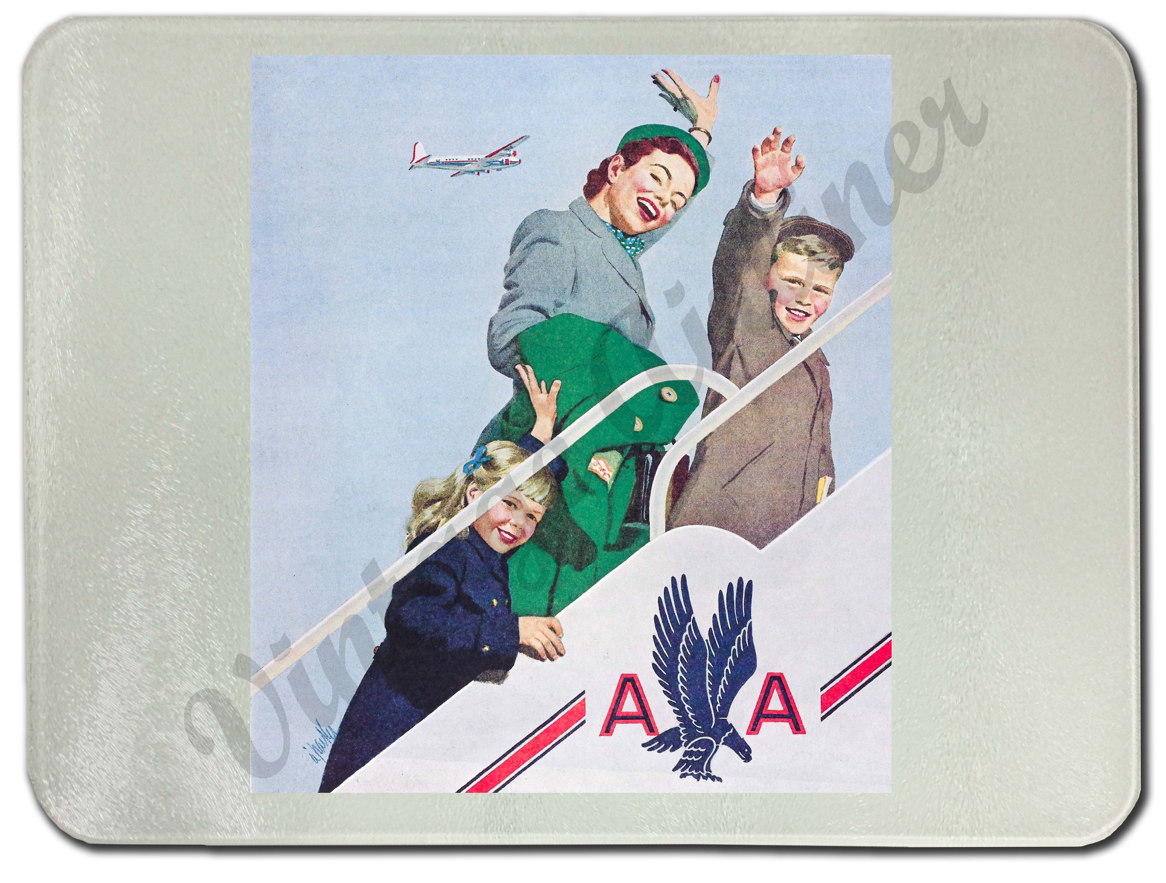 American Airlines Vintage Glass Cutting Board