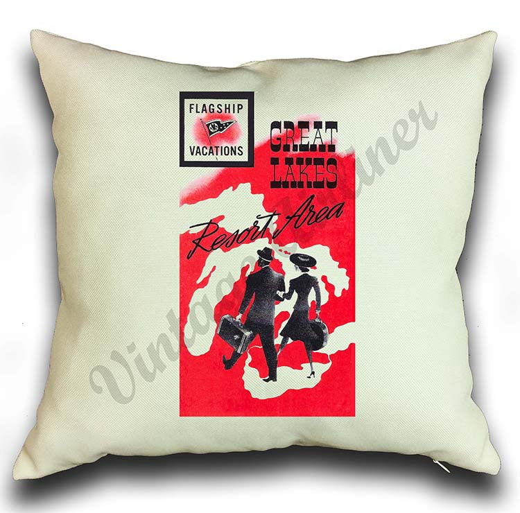 AA Flagship Vacation Great Lakes Vintage Pillow Case Cover