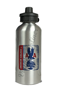 American Airlines 1940's Eagle Bag Sticker Aluminum Water Bottle