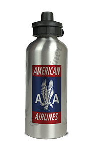 American Airlines 1940's Red Bag Sticker Aluminum Water Bottle