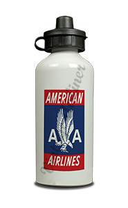 American Airlines 1940's Red Bag Sticker Aluminum Water Bottle