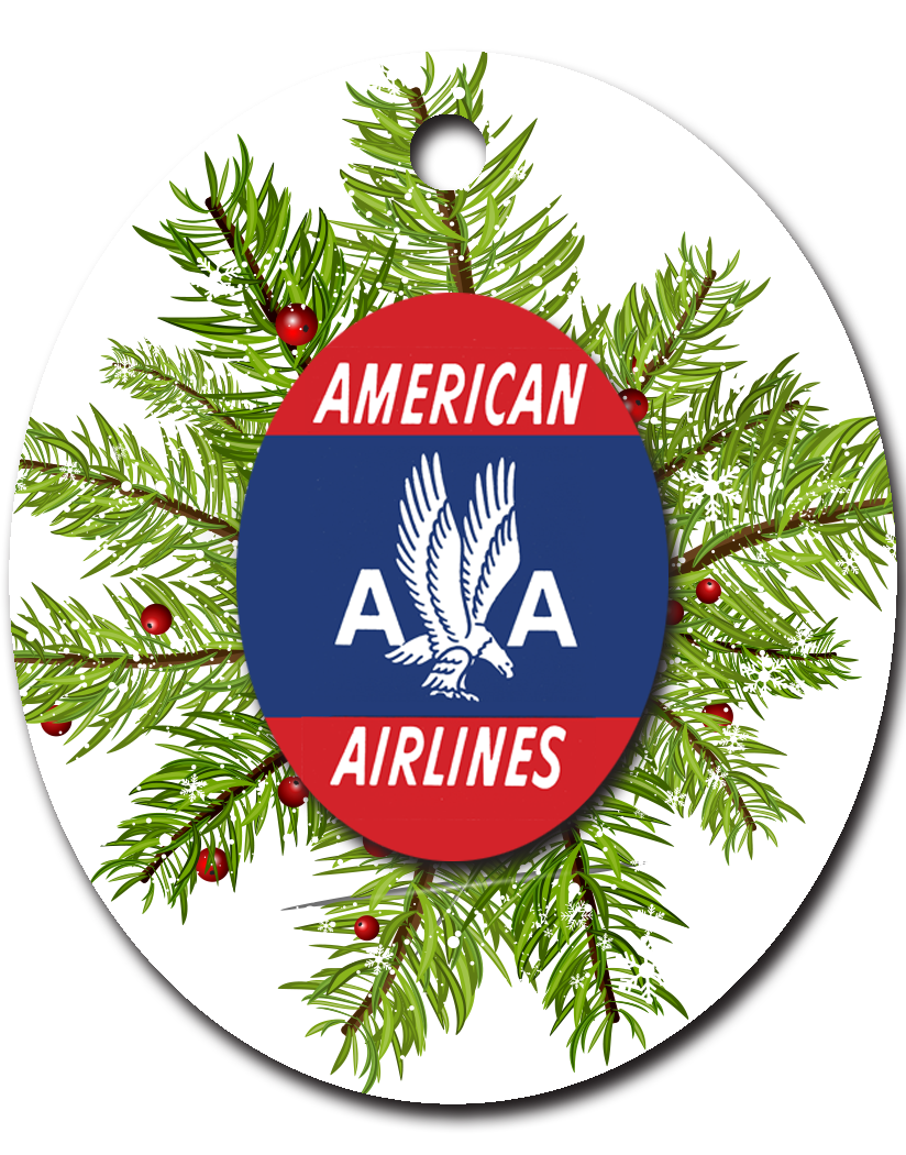 American Airlines Red Bag Sticker Ornaments