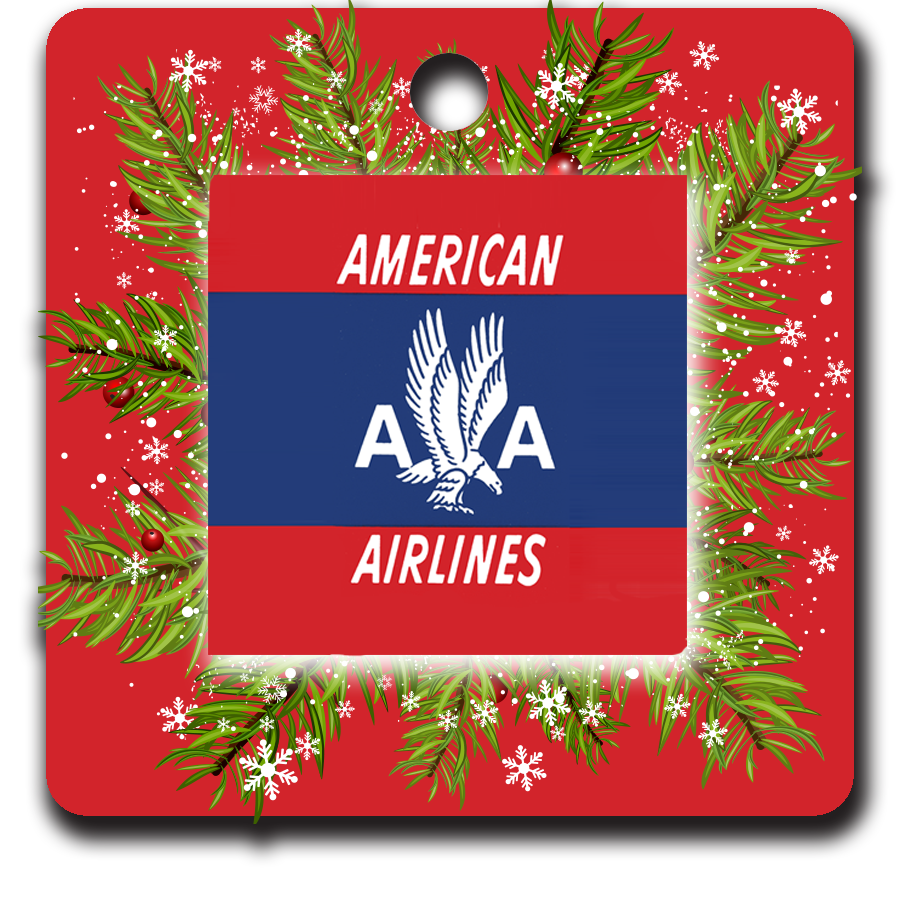 American Airlines Red Bag Sticker Ornaments