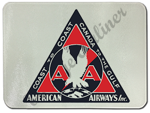 American Airlines American Airways 1930's Bag Sticker Glass Cutting Board