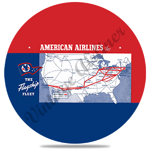American Airlines Flagship Fleet Route Logo Round Sandstone Coaster
