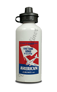 American Airlines DC-3 First Class Service Timetable Holder Aluminum Water Bottle