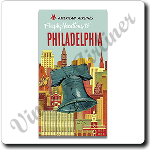American Airlines Philadelphia AA Vacations Brochure Square Sandstone Coaster