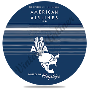 American Airlines 1940's Timetable Cover Round Sandstone Coaster
