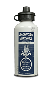 American Airlines 1940's Eagle Timetable Cover Aluminum Water Bottle