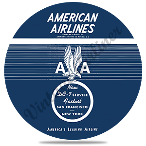 American Airlines 1940's Eagle Timetable Cover Round Sandstone Coaster
