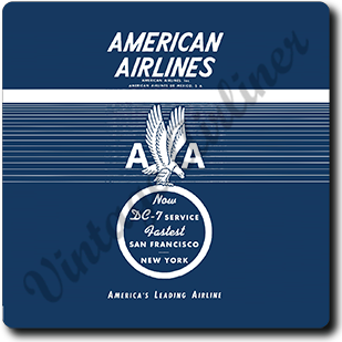 American Airlines 1940's Eagle Timetable Cover Square Sandstone Coaster