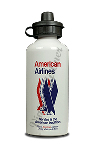 American Airlines 1970's Eagle Timetable Cover Aluminum Water Bottle