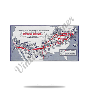 American Airlines 1930's Route Map Round Sandstone Coaster