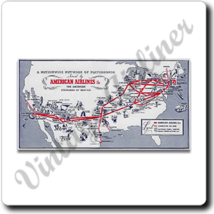 American Airlines 1930's Route Map Square Sandstone Coaster