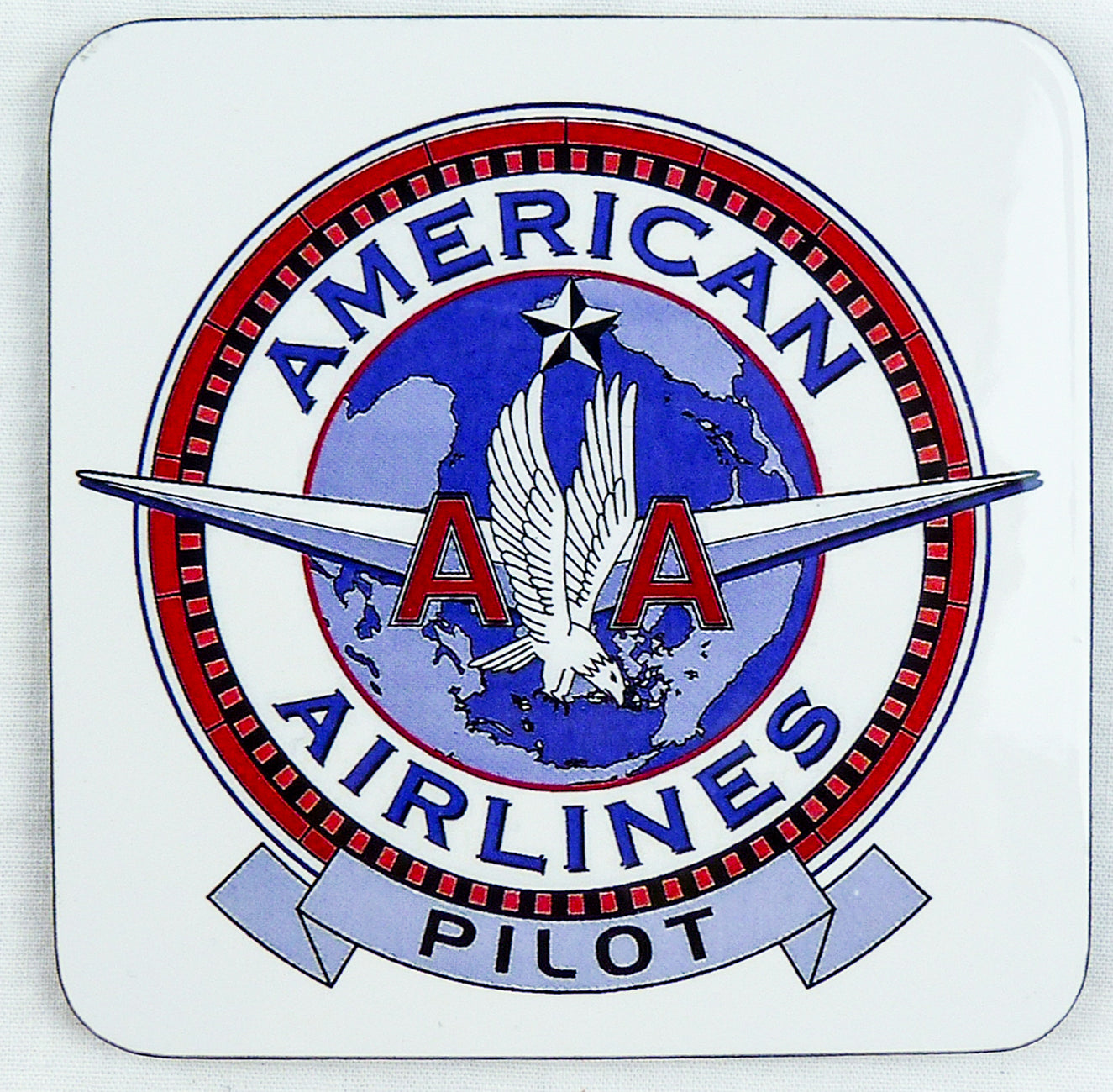 American Airlines Pilot Square Sandstone Coaster