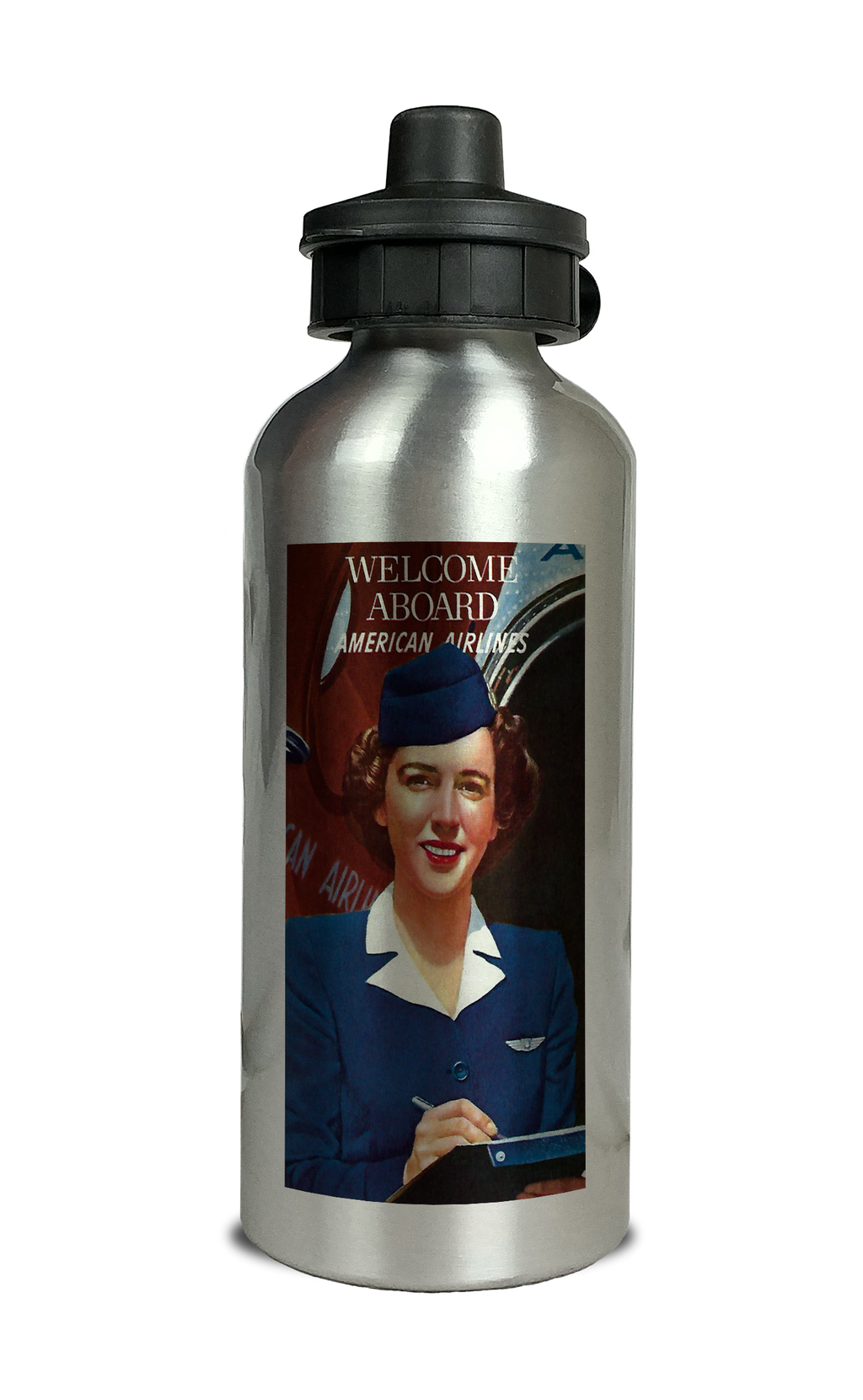 AA 1940's Flight Attendant Aluminum Water Bottle
