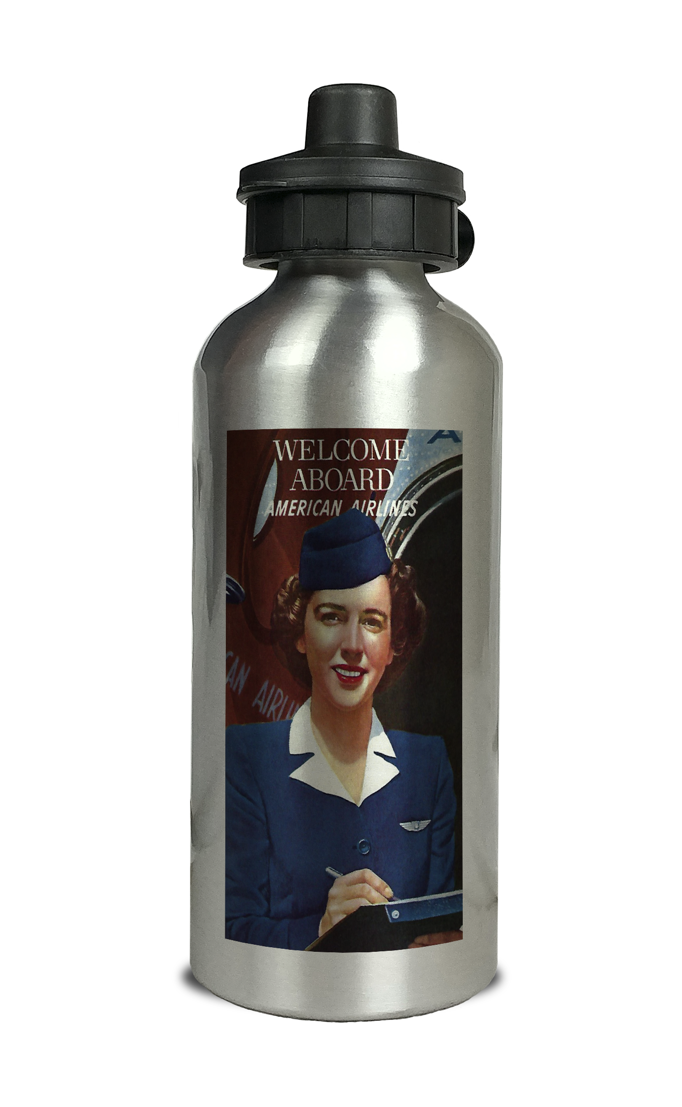 AA 1940's Flight Attendant Aluminum Water Bottle