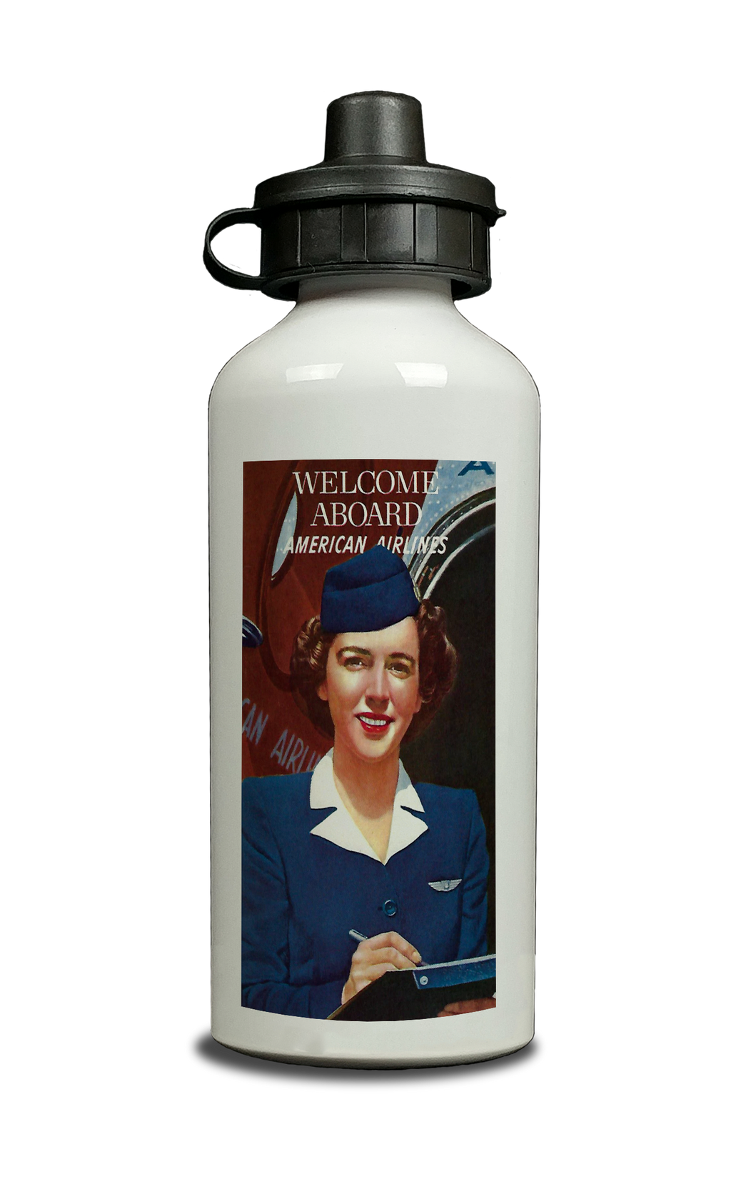 AA 1940's Flight Attendant Aluminum Water Bottle