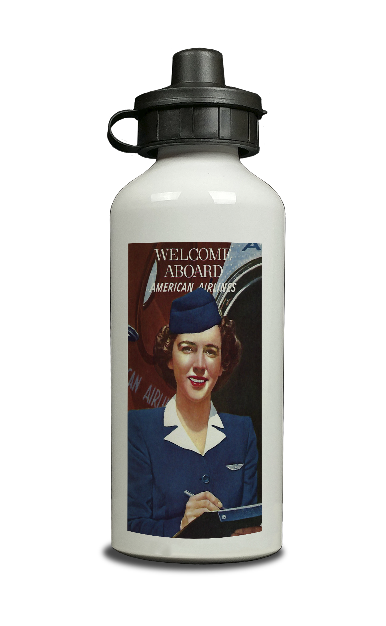 AA 1940's Flight Attendant Aluminum Water Bottle