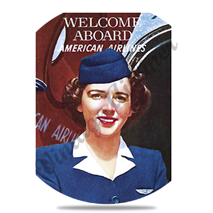 AA 1940's Flight Attendant Round Sandstone Coaster