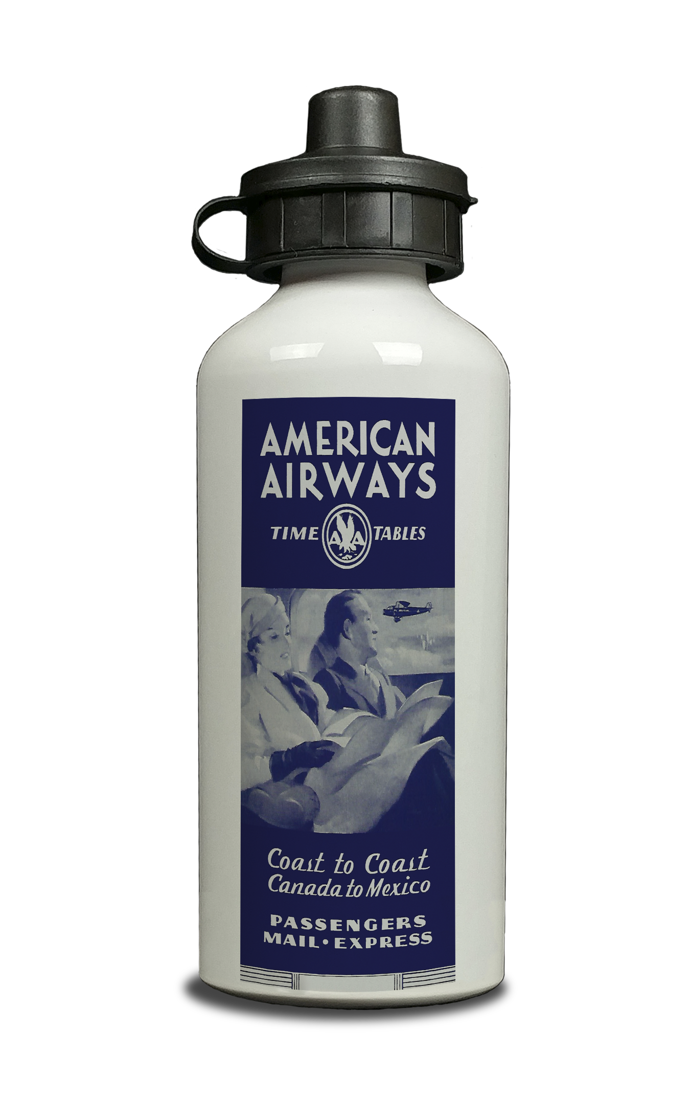 AA 1930's Blue Timetable Cover Aluminum Water Bottle
