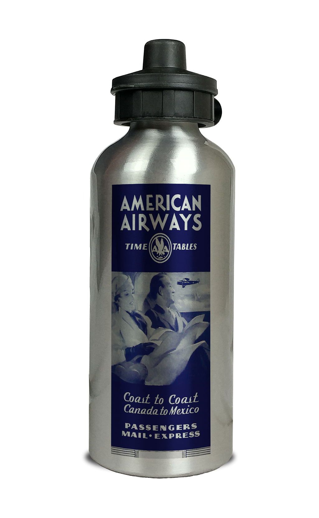AA 1930's Blue Timetable Cover Aluminum Water Bottle